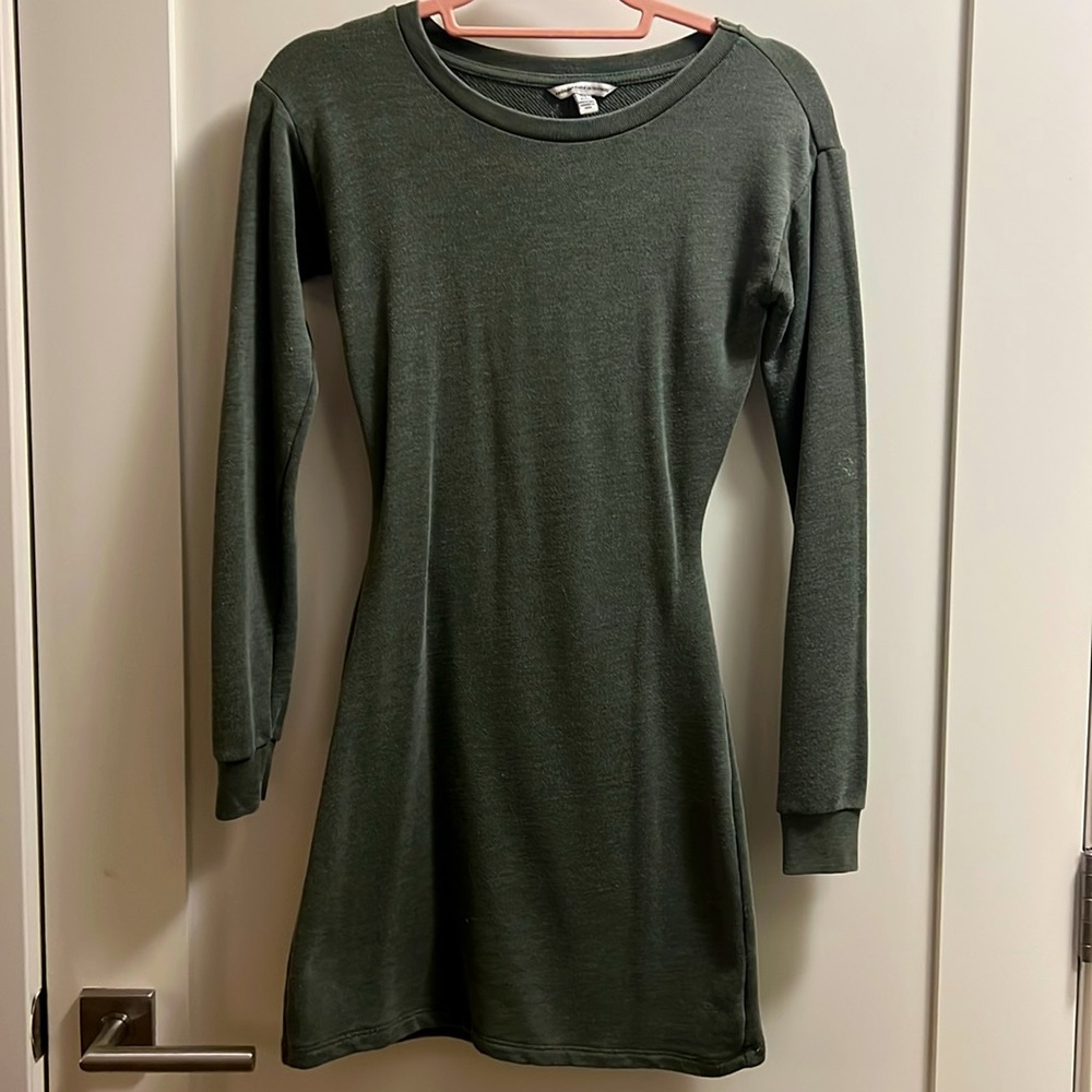 Sweatshirt minidress olive dress w/ cutout lace up back detail